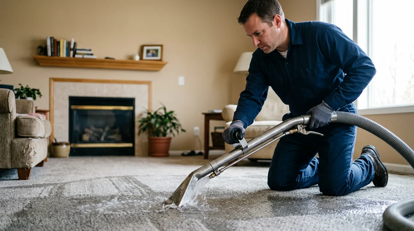 Water damage restoration technician working near Lexington, OR